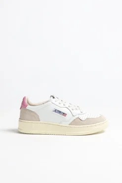 Femme Autry Baskets 01 Low Suede En Blanc/Mauve