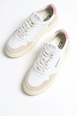 Femme Autry Baskets 01 Low Suede En Blanc/Mauve