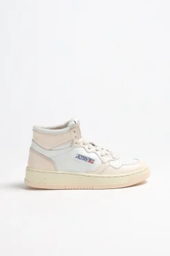 Femme Autry Baskets Bicolor Up Mid En Blanc/Givre