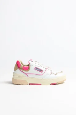 Femme Autry Baskets Clc Low En Blanc/Beige/Rose