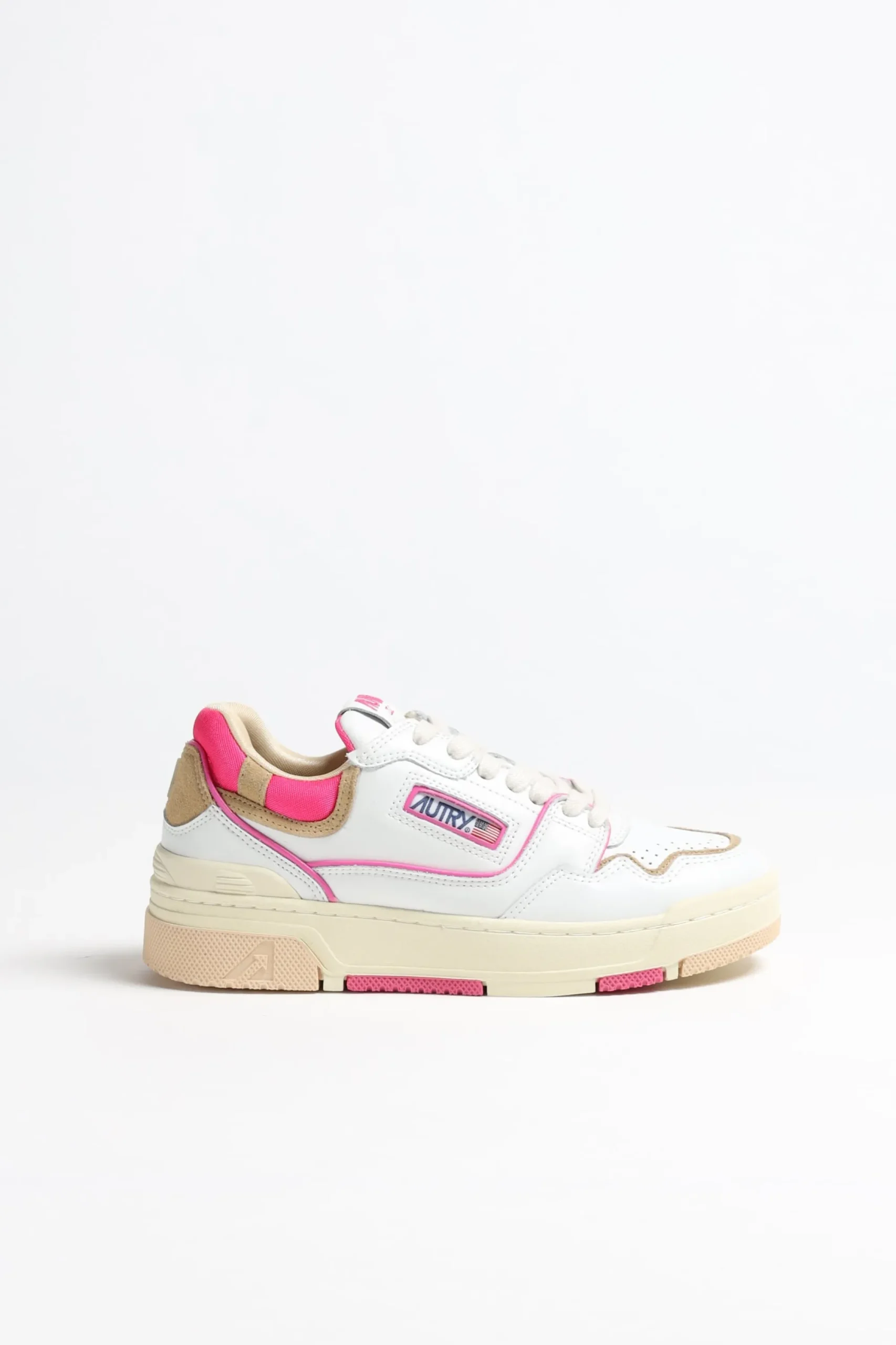Femme Autry Baskets Clc Low En Blanc/Beige/Rose