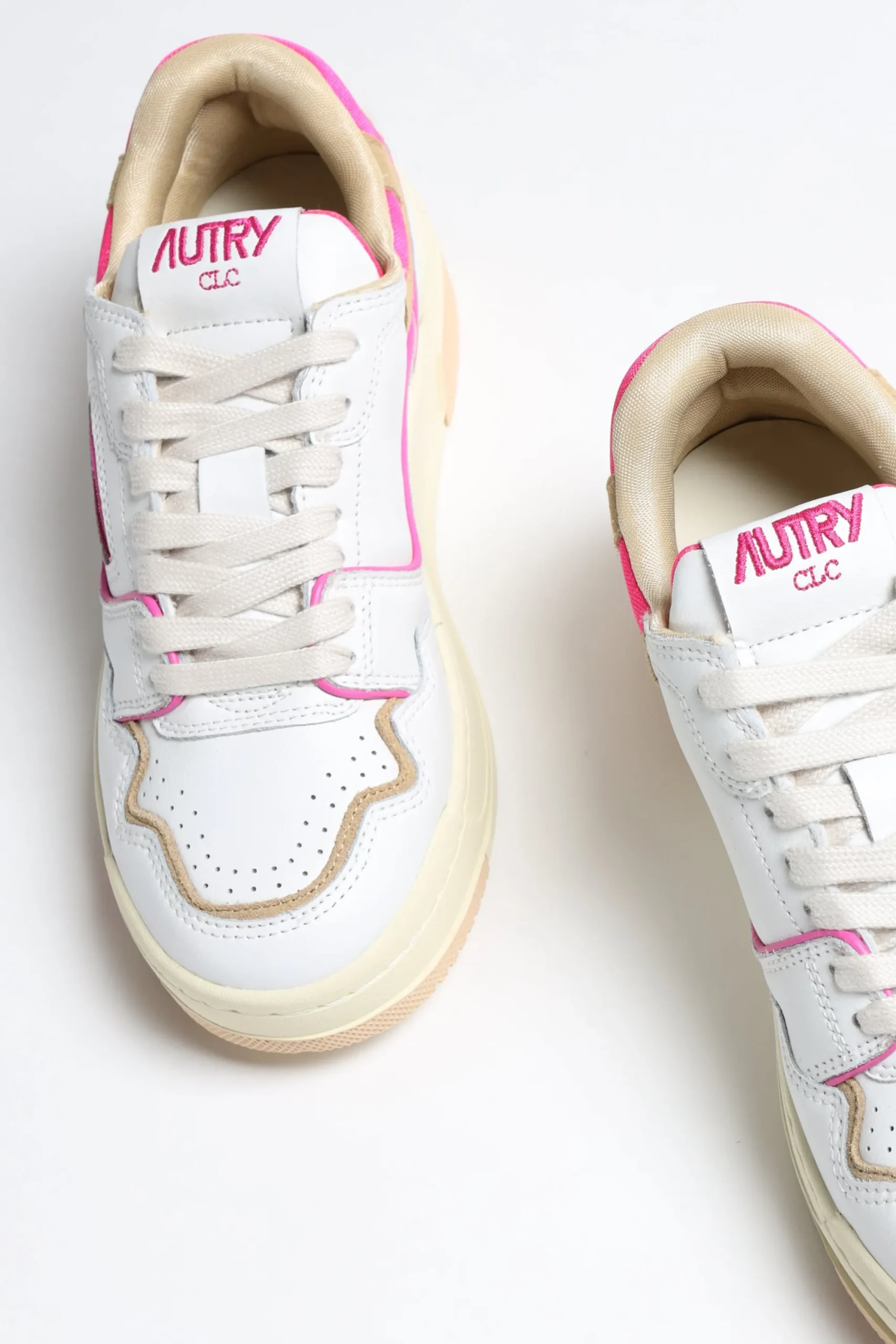 Femme Autry Baskets Clc Low En Blanc/Beige/Rose