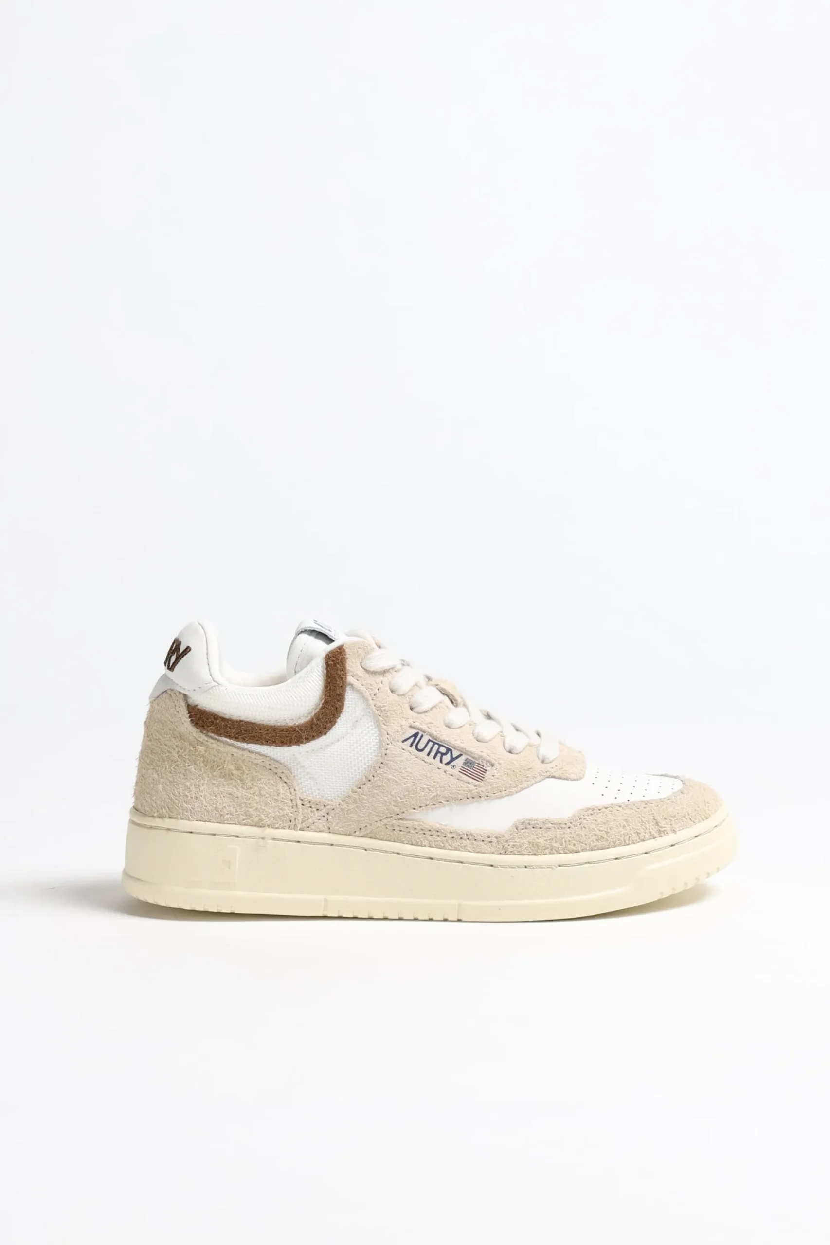 Femme Autry Baskets Open Mid En Ecru/Suede