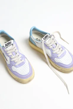 Femme Autry Baskets Super Vintage En Blanc/Lavande/Azur