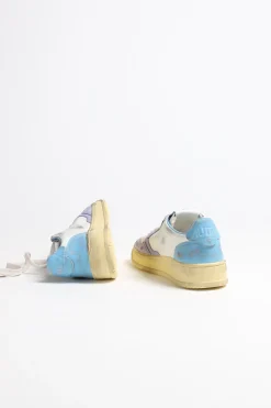 Femme Autry Baskets Super Vintage En Blanc/Lavande/Azur