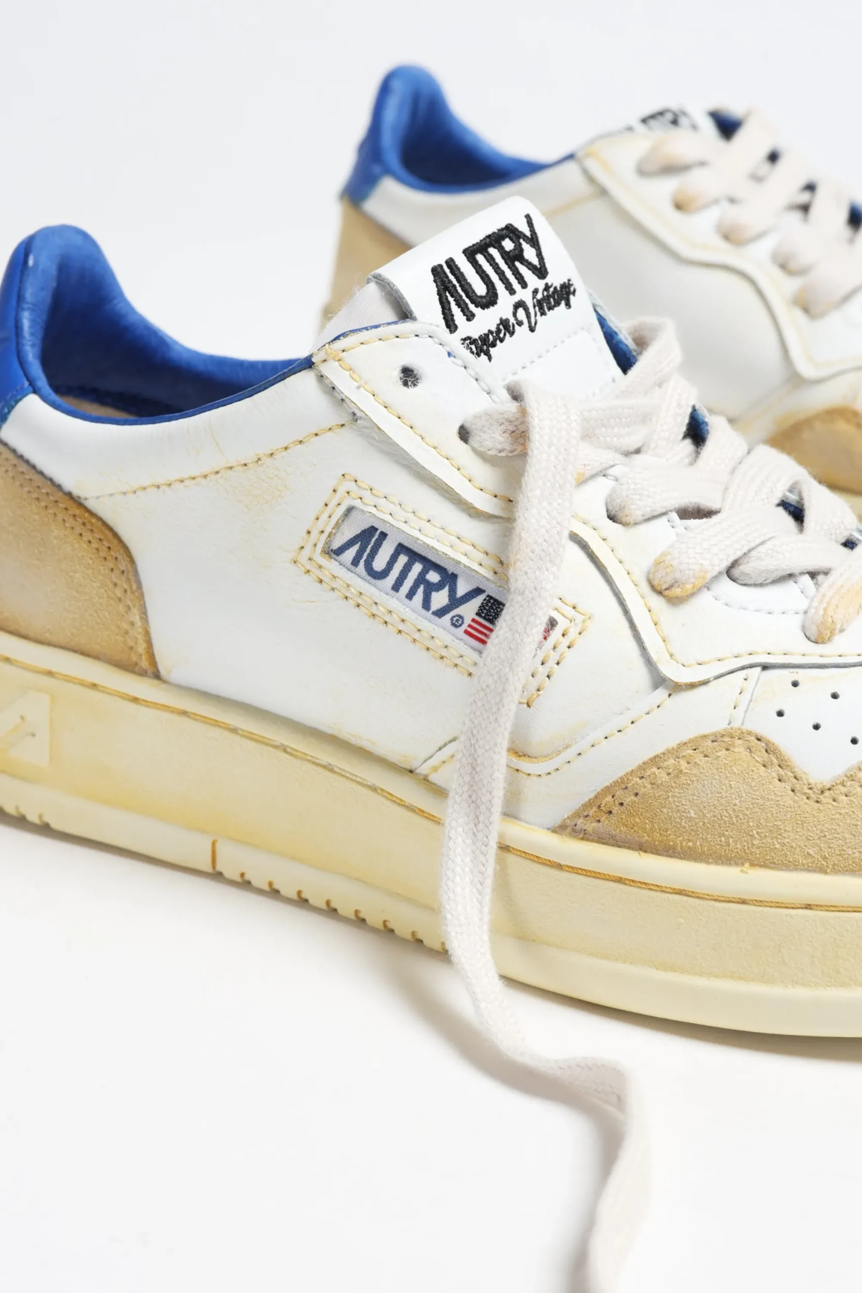 Femme Autry Baskets Super Vintage En Jaune/Blanc/Bleu