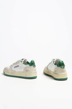 Femme Autry Baskets Super Vintage En Ivoire/Vert
