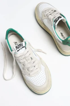 Femme Autry Baskets Super Vintage En Ivoire/Vert