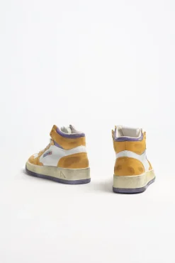 Femme Autry Baskets Super Vintage Mid En Jaune/Violet