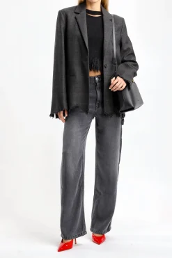 Femme JW Anderson Blazer Distressed En Gris