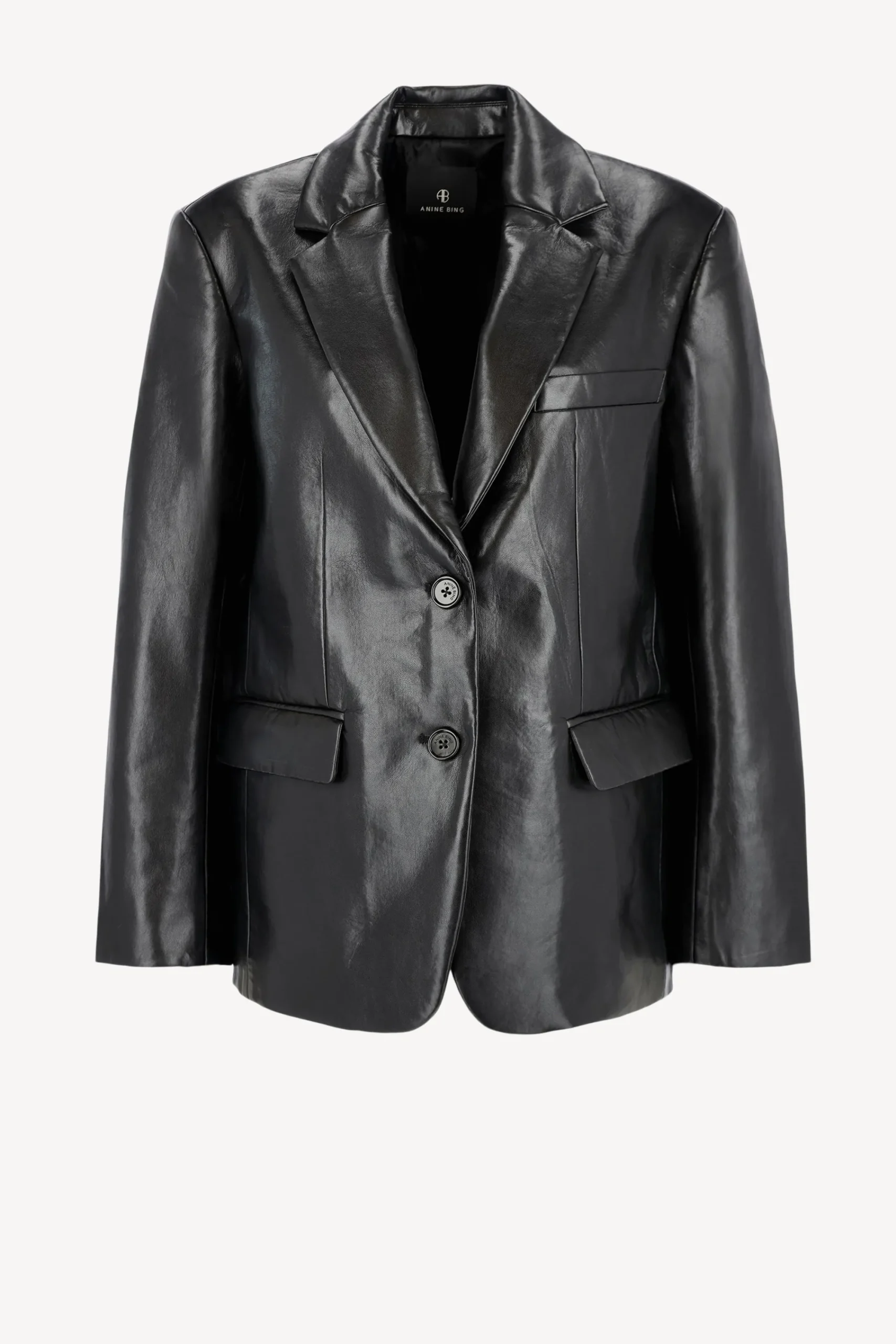 Femme Anine Bing Blazer En Cuir Classic Noir