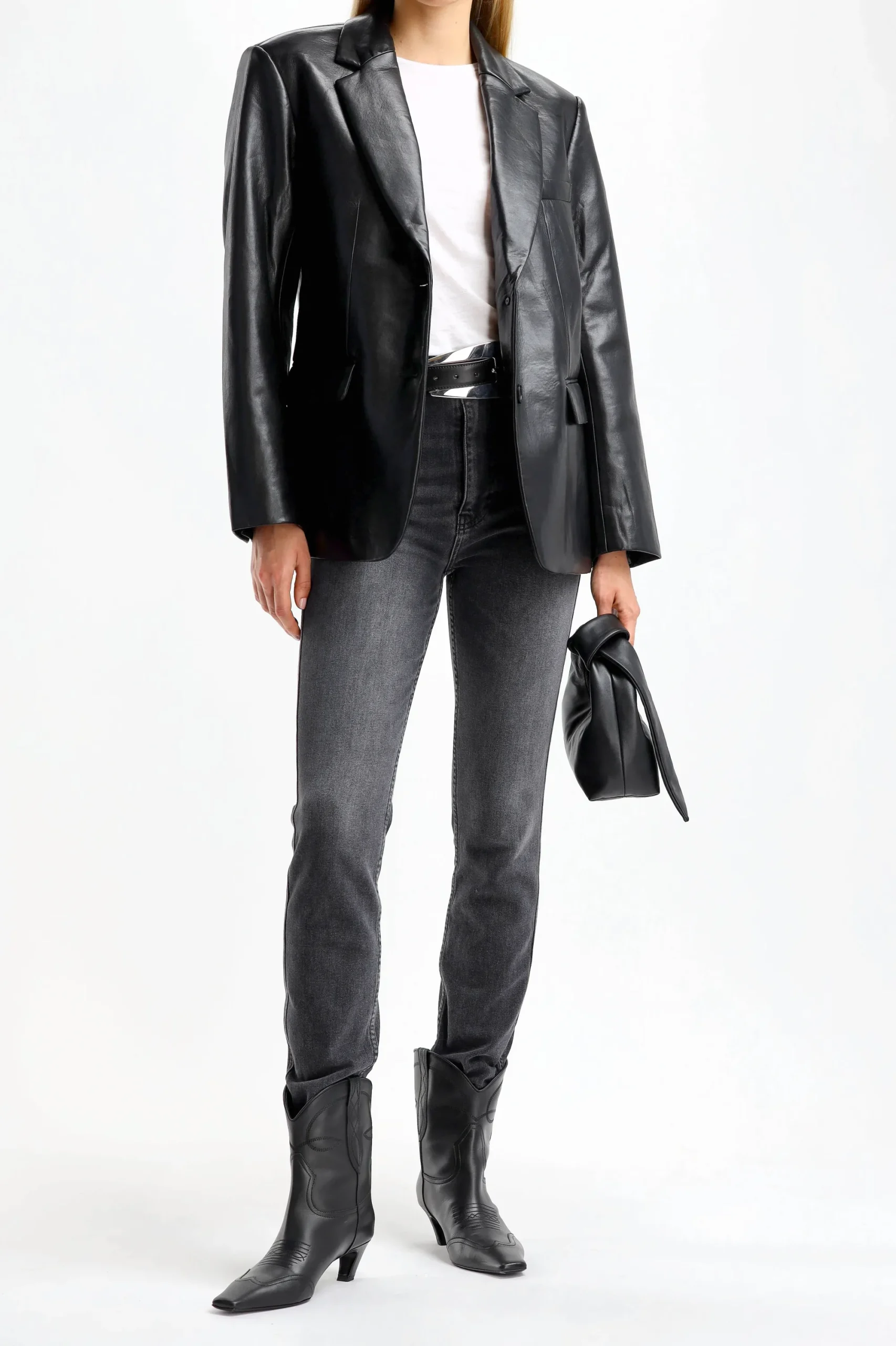 Femme Anine Bing Blazer En Cuir Classic Noir