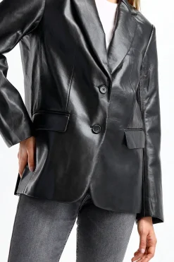 Femme Anine Bing Blazer En Cuir Classic Noir