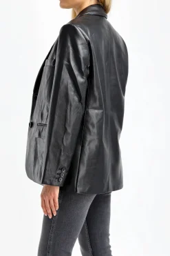 Femme Anine Bing Blazer En Cuir Classic Noir