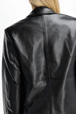 Femme Anine Bing Blazer En Cuir Classic Noir