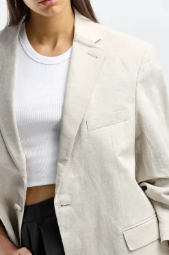 Femme by Aylin Koenig Blazer En Lin Charles En Ecru