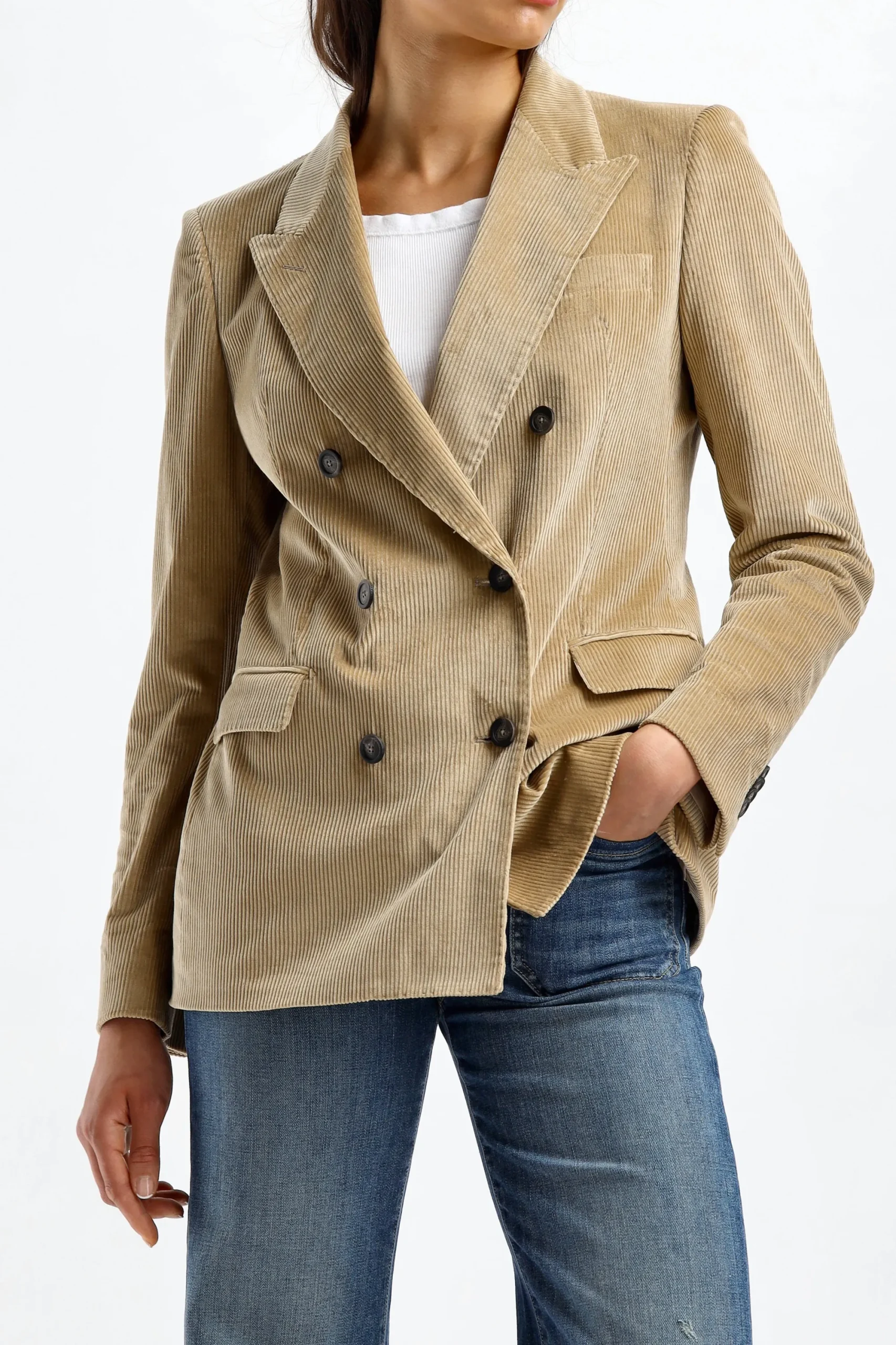 Femme Tagliatore Blazer En Velours Cotele Parigi En Beige