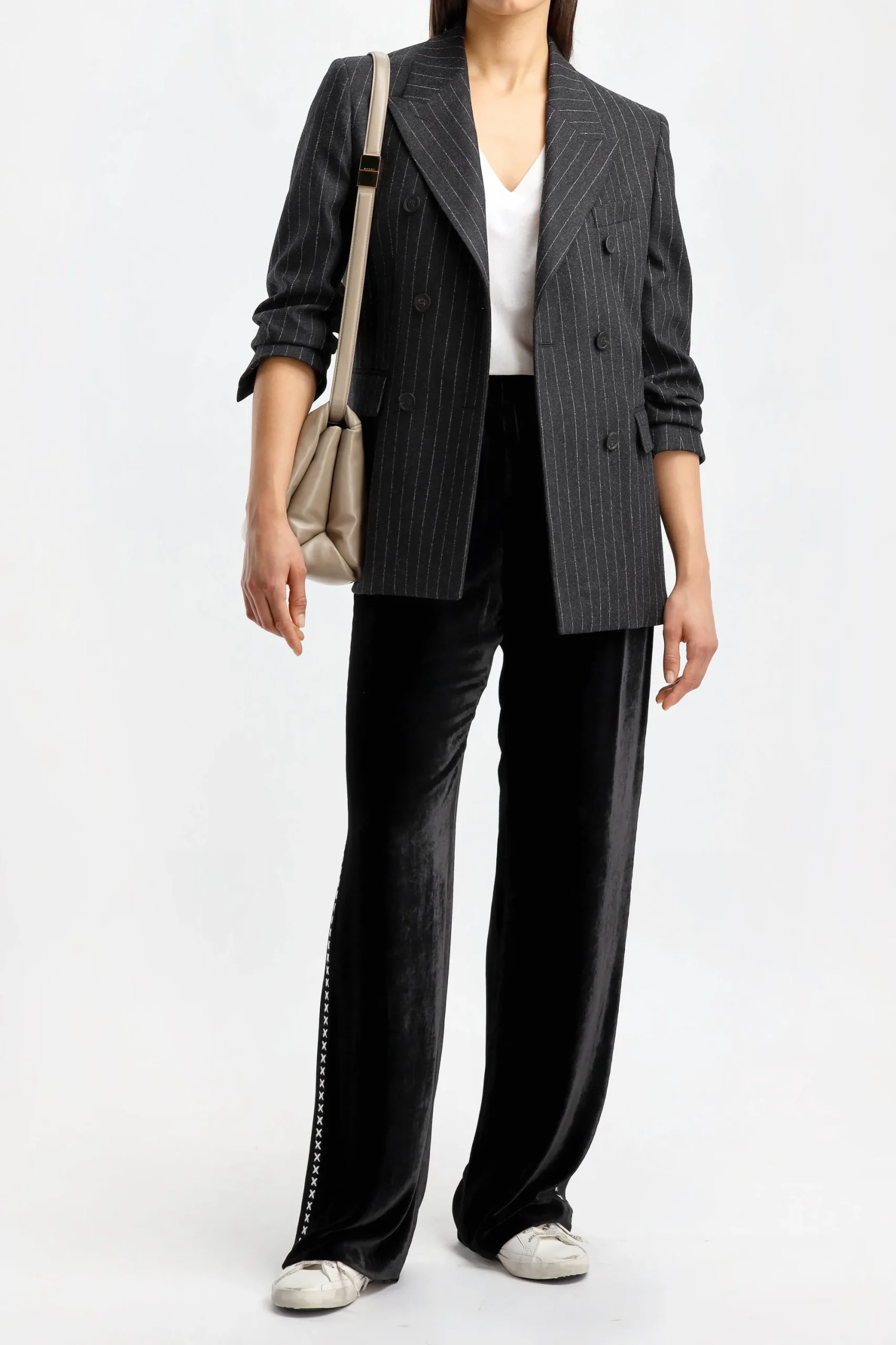 Femme Golden Goose Blazer Journey En Gris/Argente