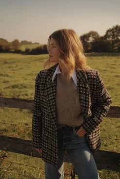 Femme Anine Bing Blazer Madeleine En Tan/Noir