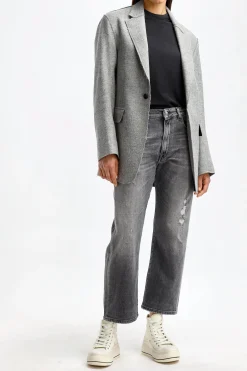 Femme R13 Blazer Raw Cut En Gris Heather