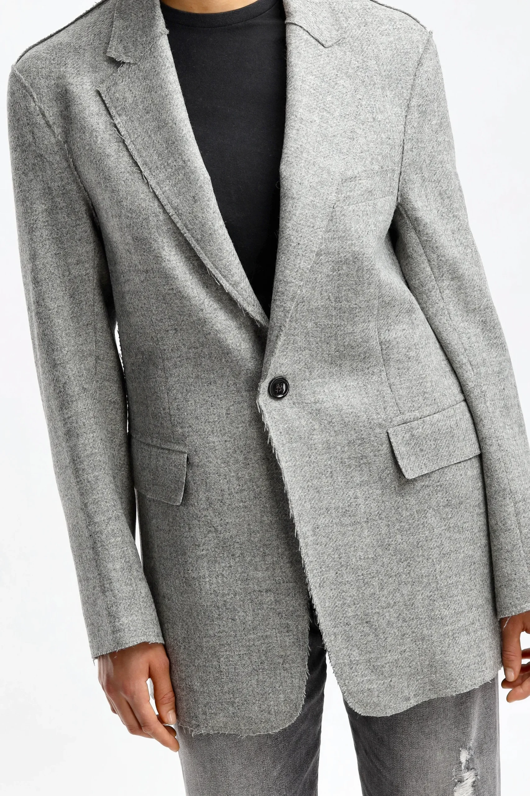 Femme R13 Blazer Raw Cut En Gris Heather