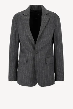 Femme R13 Blazer Raw Cut En Pinstripe Gris