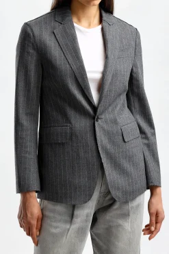 Femme R13 Blazer Raw Cut En Pinstripe Gris