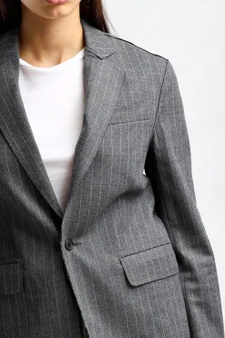 Femme R13 Blazer Raw Cut En Pinstripe Gris