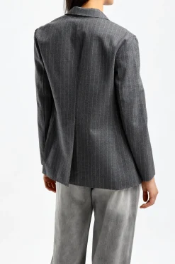 Femme R13 Blazer Raw Cut En Pinstripe Gris
