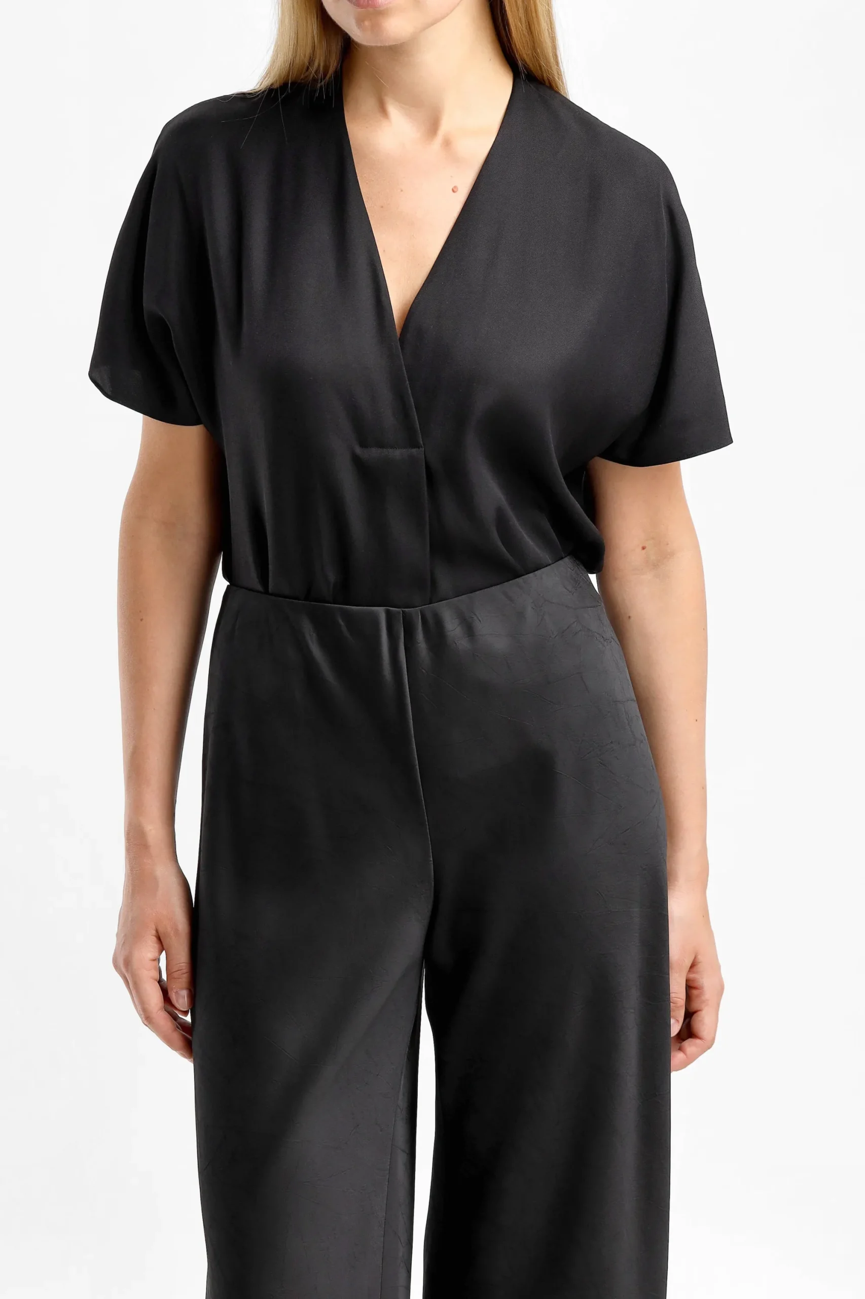 Femme Vince Blouse A Col En V Noire