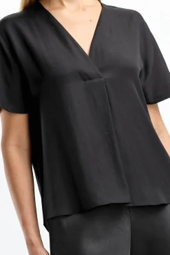 Femme Vince Blouse A Col En V Noire