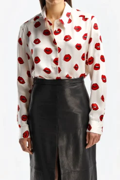 Femme Khaite Blouse Argo En Creme/Rouge