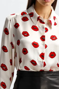 Femme Khaite Blouse Argo En Creme/Rouge