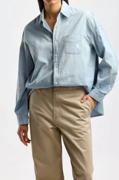 Femme R13 Blouse Boxy Button Up En Bleu Vintage