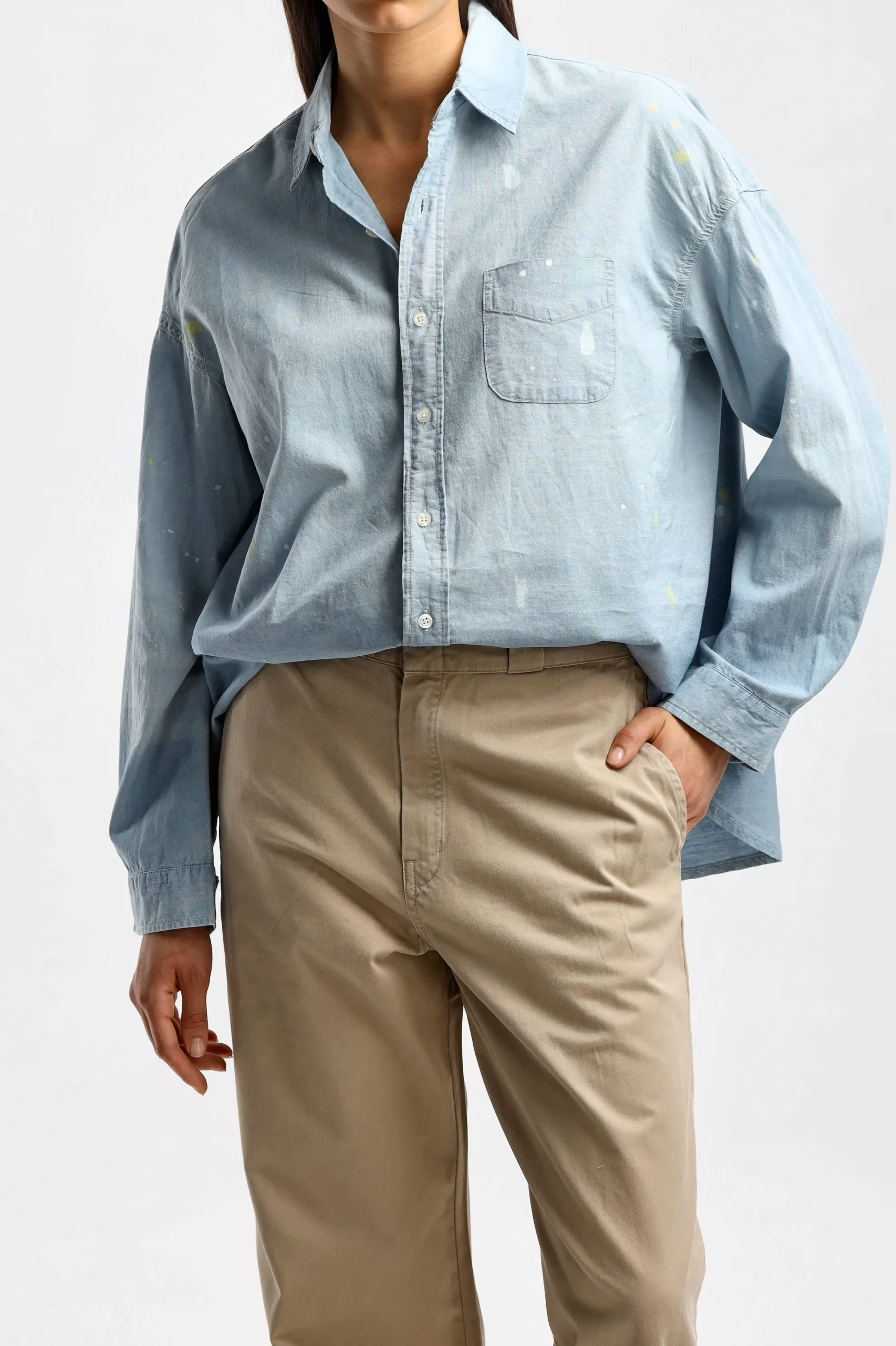 Femme R13 Blouse Boxy Button Up En Bleu Vintage