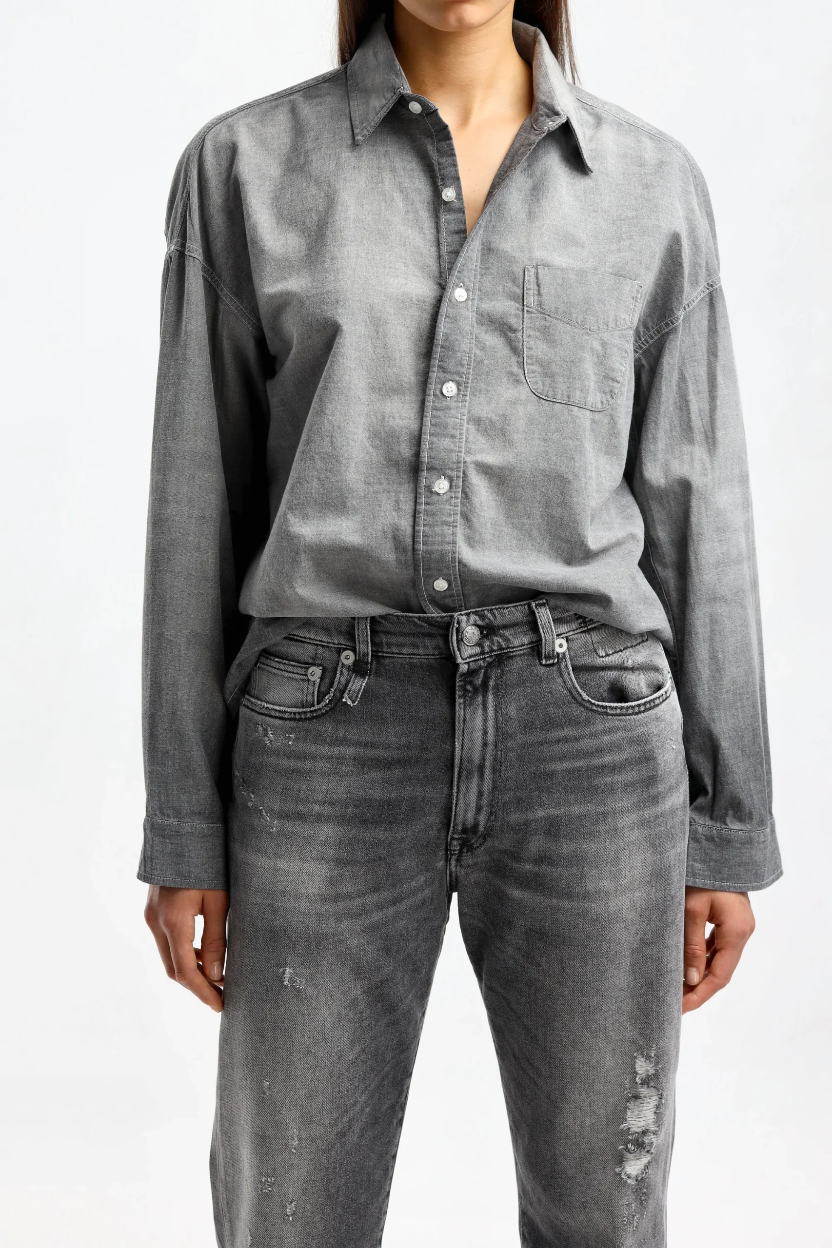 Femme R13 Blouse Boxy Button Up En Vintage Black