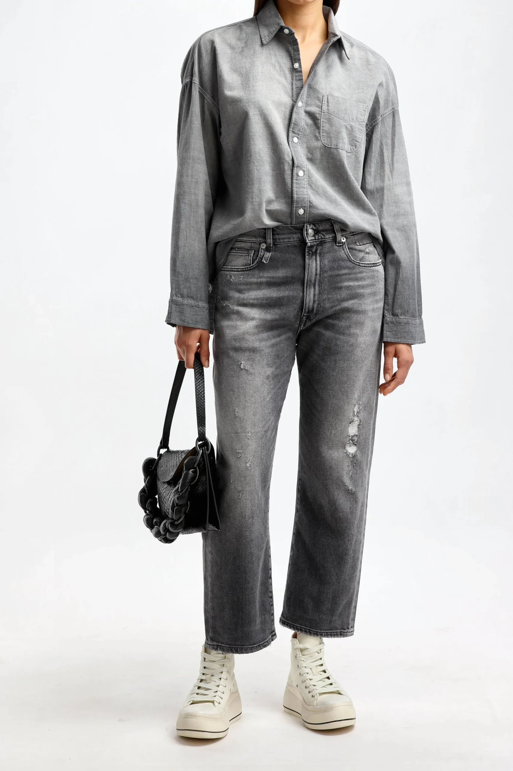 Femme R13 Blouse Boxy Button Up En Vintage Black