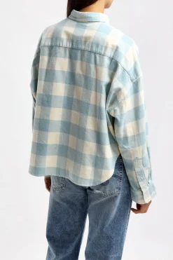 Femme Denimist Blouse Button Front En Bleu/Ecru