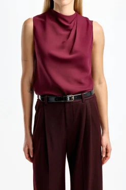 Femme Vince Blouse Cascade In Cherry Wine