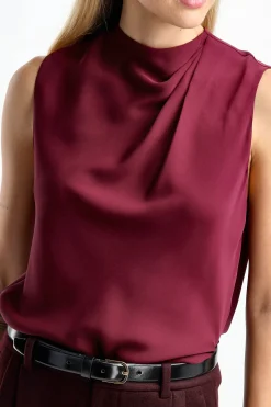 Femme Vince Blouse Cascade In Cherry Wine