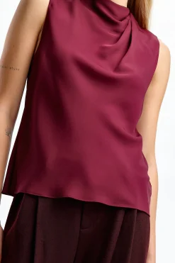 Femme Vince Blouse Cascade In Cherry Wine