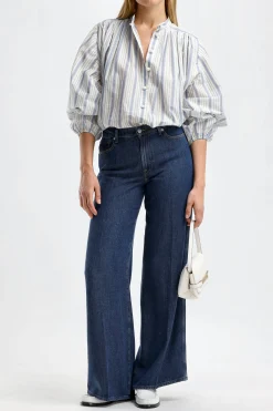 Femme Zimmermann Blouse Chintz Billow En Bleu/Blanc