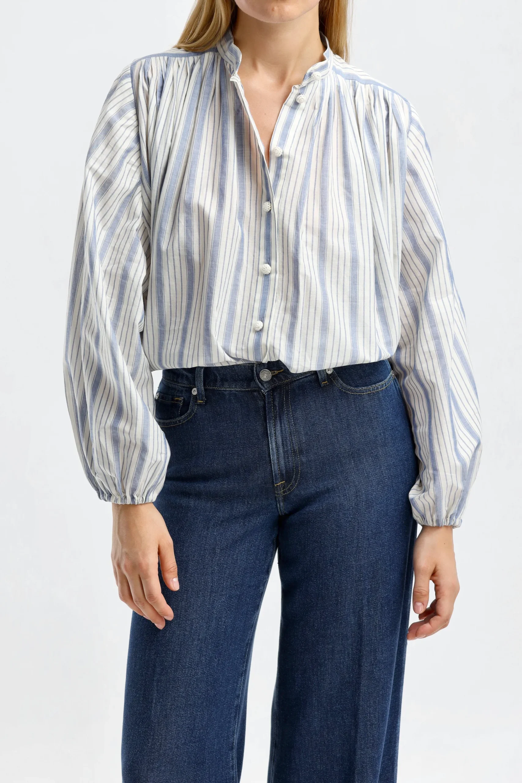 Femme Zimmermann Blouse Chintz Billow En Bleu/Blanc