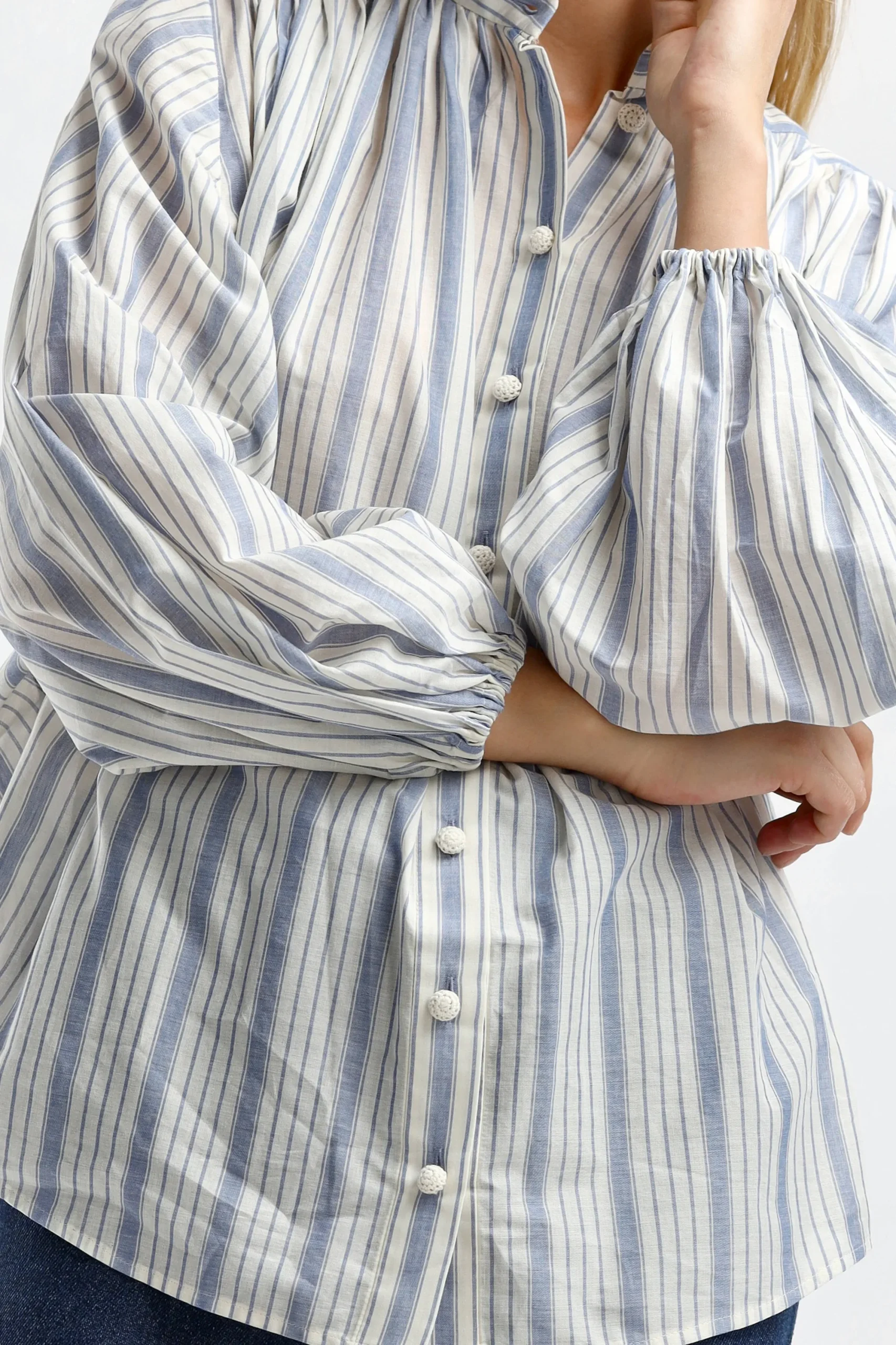 Femme Zimmermann Blouse Chintz Billow En Bleu/Blanc