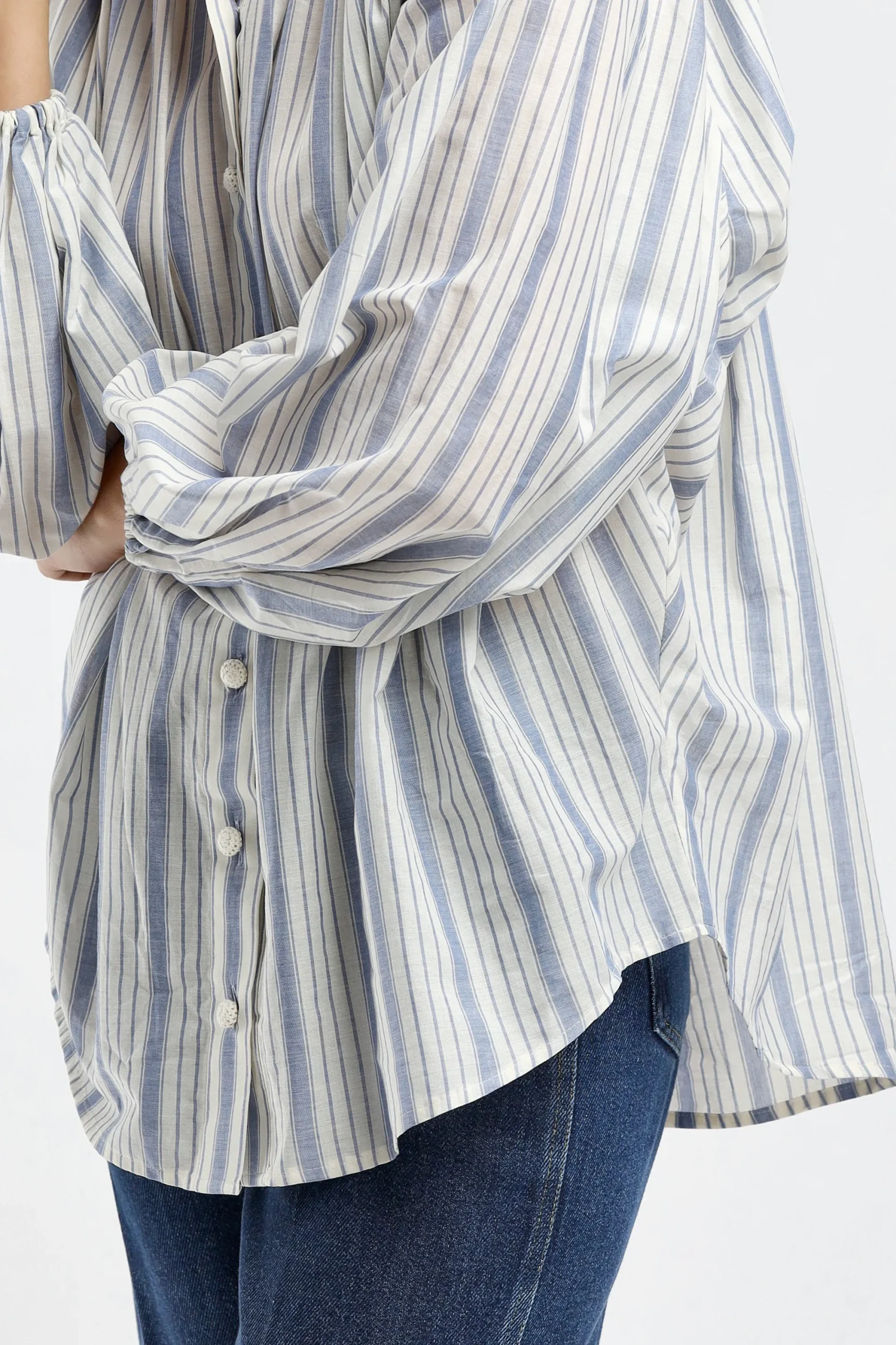 Femme Zimmermann Blouse Chintz Billow En Bleu/Blanc