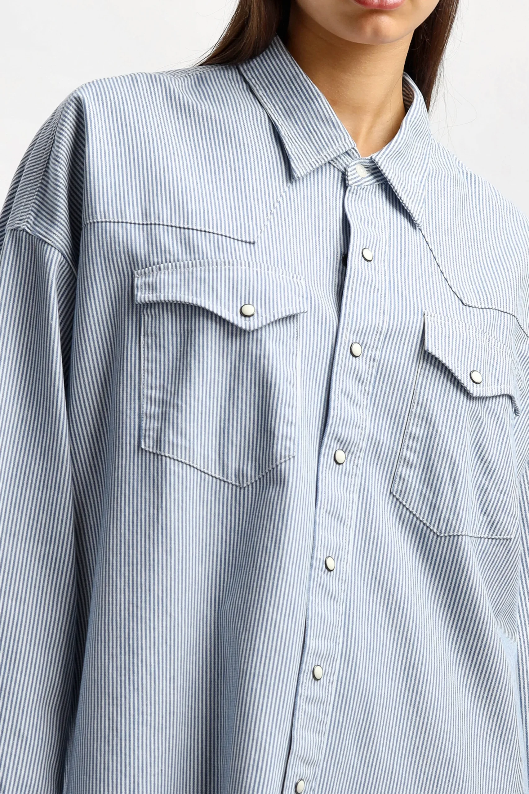 Femme Denimist Blouse Cowboy En Ecru Railroad Stripe