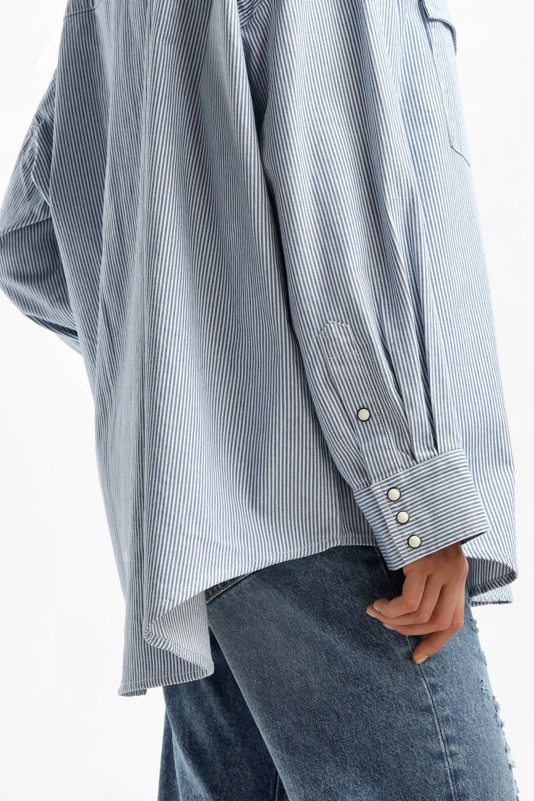 Femme Denimist Blouse Cowboy En Ecru Railroad Stripe