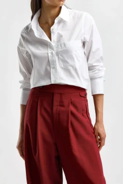 Femme Closed Blouse Cropped En Blanc