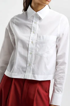 Femme Closed Blouse Cropped En Blanc