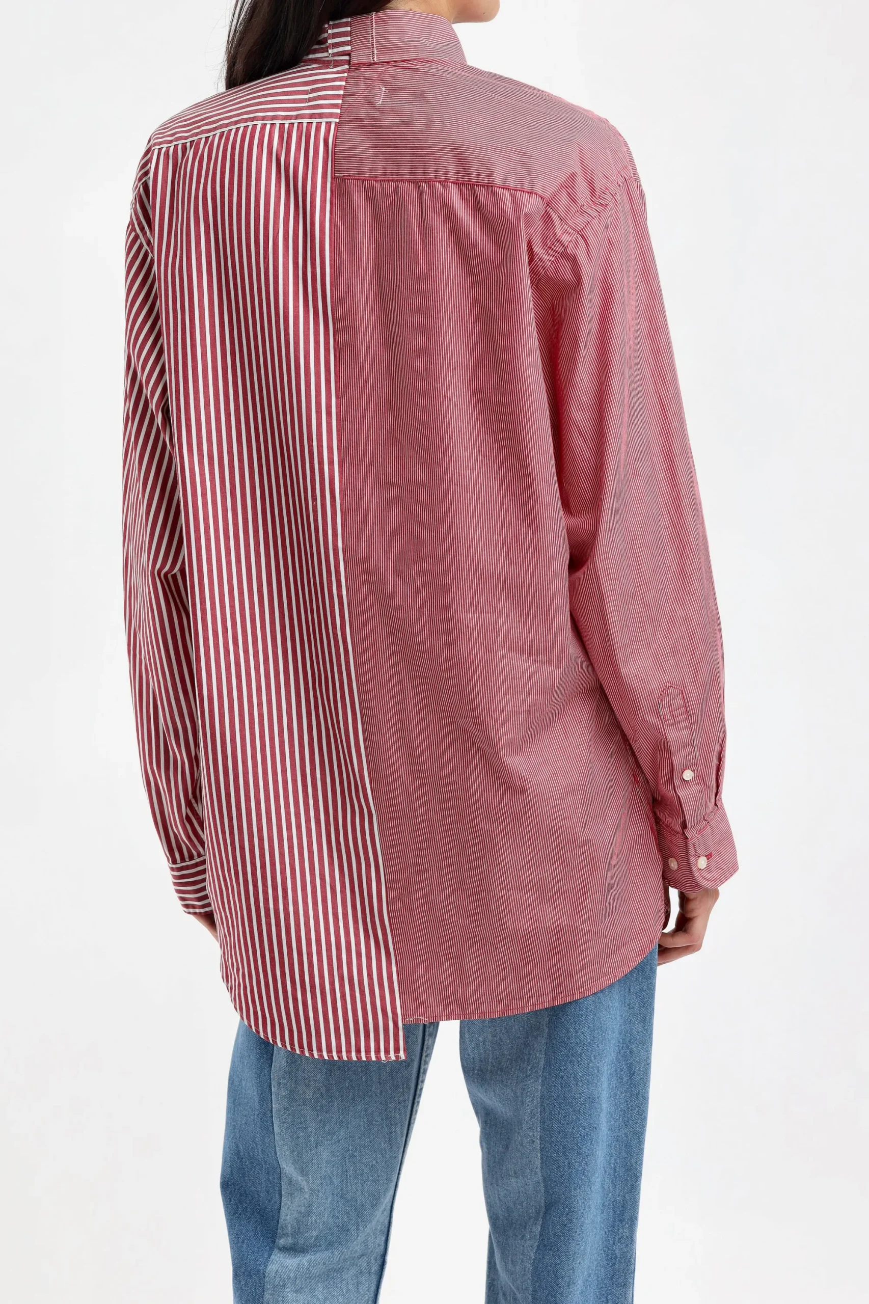 Femme E.L.V. Denim Blouse Diana En Blanc/Rouge